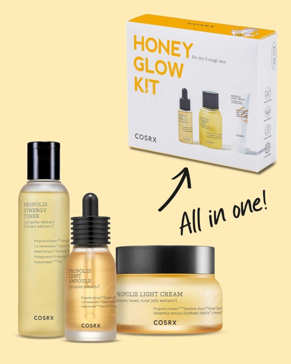 COSRX Honey Glow Kit, Korean Skin Care Set with Propolis Fac...