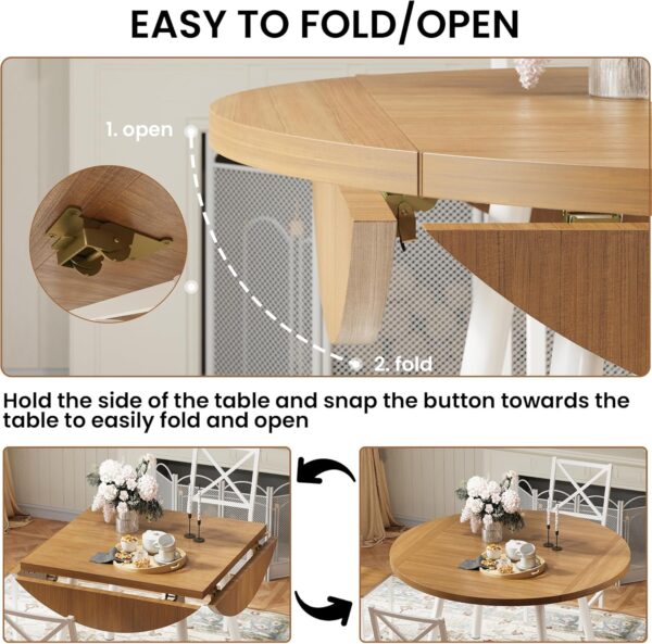 IRONCK Dining Table Set for 4, Round Kitchen Table and 4 Sto...