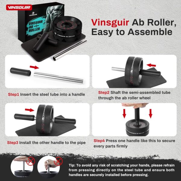 VINSGUIR Ab Roller Wheel, Abs & Core Workout Equipment for H...