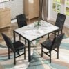 AWQM Products 5-Piece Marble Dining Set, Modern Kitchen Tabl...