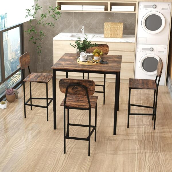 Giantex 5-Piece Dining Table Set W/Counter Height Table & 4 ...