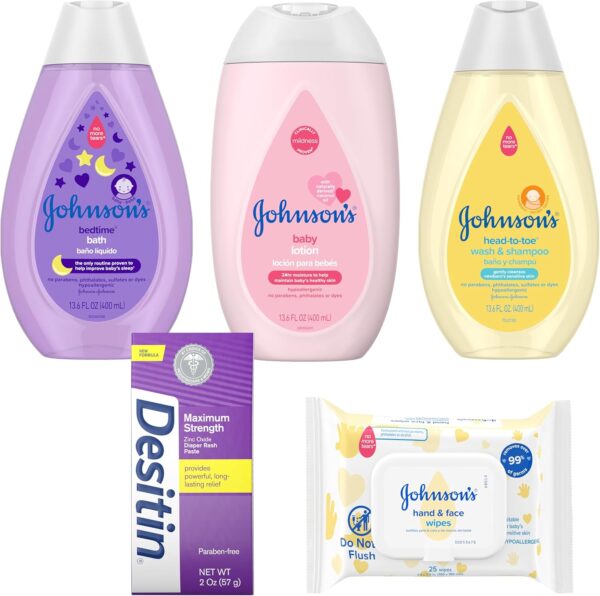 Johnson's Baby Here Comes Baby Gift Set, Baby Essentials for...