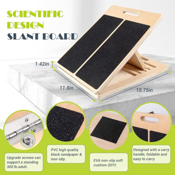 Slant Board for Calf Stretching, Adjustable Portable Wooden ...