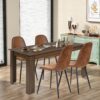 FurnitureR Dining Chairs Set of 4 Comfortable Upholstered Fa...