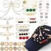 AIERSA Hat Pins Charms for Women, 36pcs Pearl Shoe Lace Char...