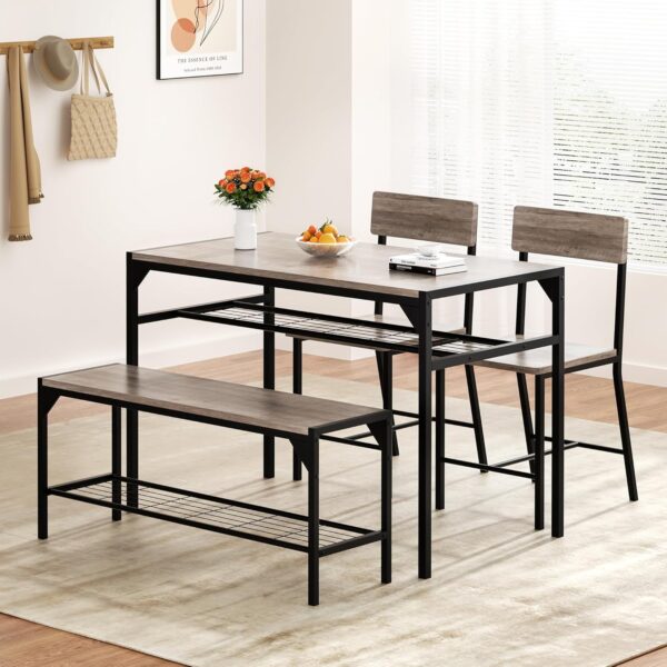 Shintenchi Kitchen Table Chairs Set of 4, Dining Table Set f...