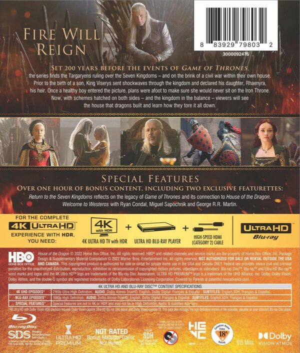 House of the Dragon: The Complete First Season (4K Ultra HD ...