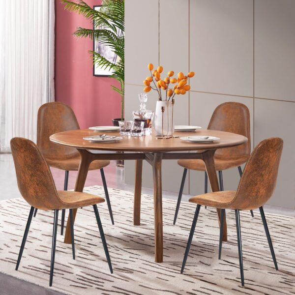 FurnitureR Dining Chairs Set of 4 Comfortable Upholstered Fa...