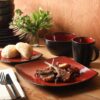 Gibson Soho Lounge Square Reactive Glaze Dinnerware Set, Red...
