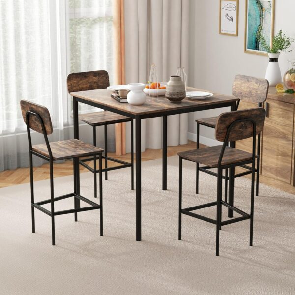Giantex 5-Piece Dining Table Set W/Counter Height Table & 4 ...