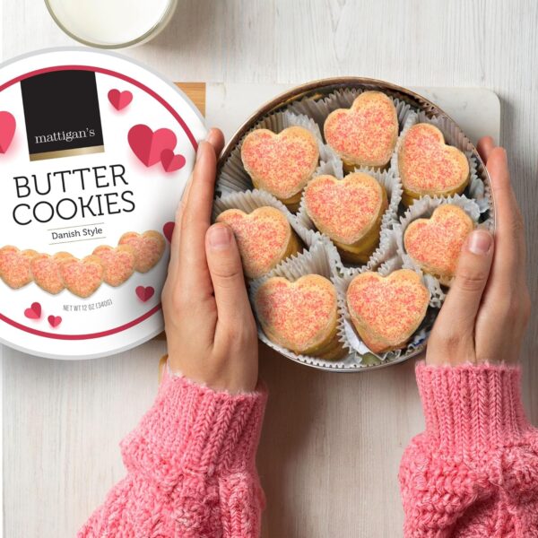 Mattigan's Pink Heart Butter Cookies Danish Style Cookie, 12...