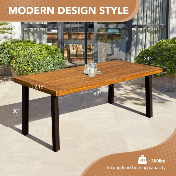 Devoko Home Acacia Wood Dining Table 6-Person Indoor Outdoor...