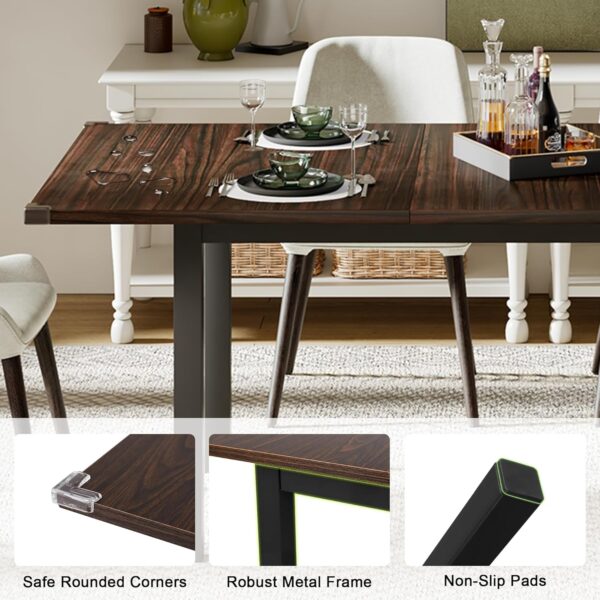 Feonase 63" Extendable Kitchen Table, Modern Farmhouse Dinin...