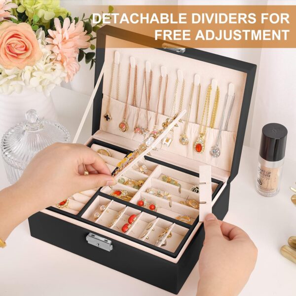 Jewelry Boxes for Women Girls 2 Layers leather Jewelry Organ...