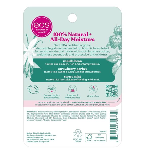 eos 100% Natural & Organic Lip Balm Trio- Vanilla Bean, Swee...