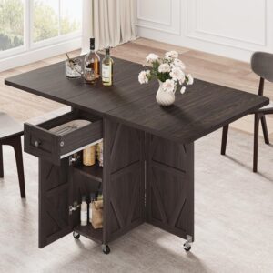Space Saving Folding Dining Table, Farmhouse Foldable Dining...