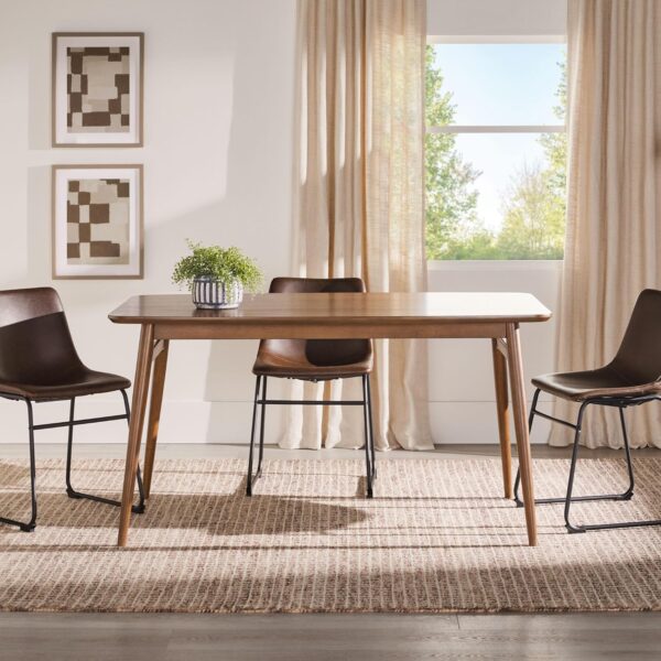 Walker Edison Mid-Century Modern Solid Wood Tapered-Leg Dini...