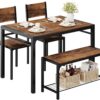 Shahoo Kitchen Table and 2 Chairs for 4 with Bench, 4 Piece ...