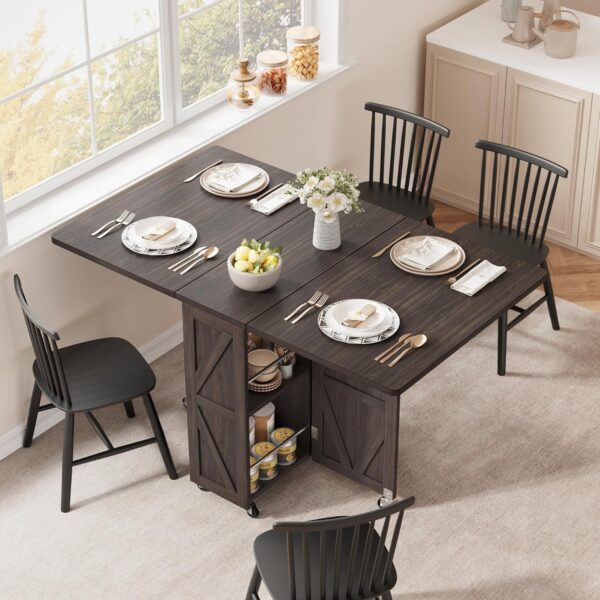 Space Saving Folding Dining Table, Farmhouse Foldable Dining...