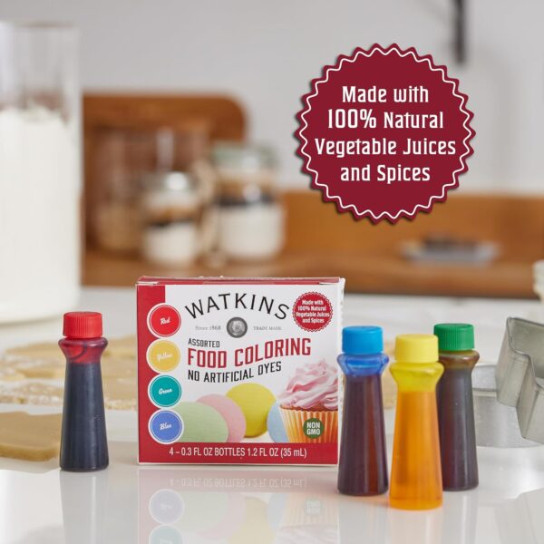 Watkins Assorted Food Coloring, 1 Each Red, Yellow, Green, B...