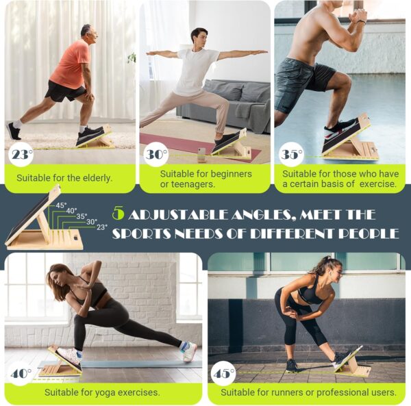Slant Board for Calf Stretching, Adjustable Portable Wooden ...