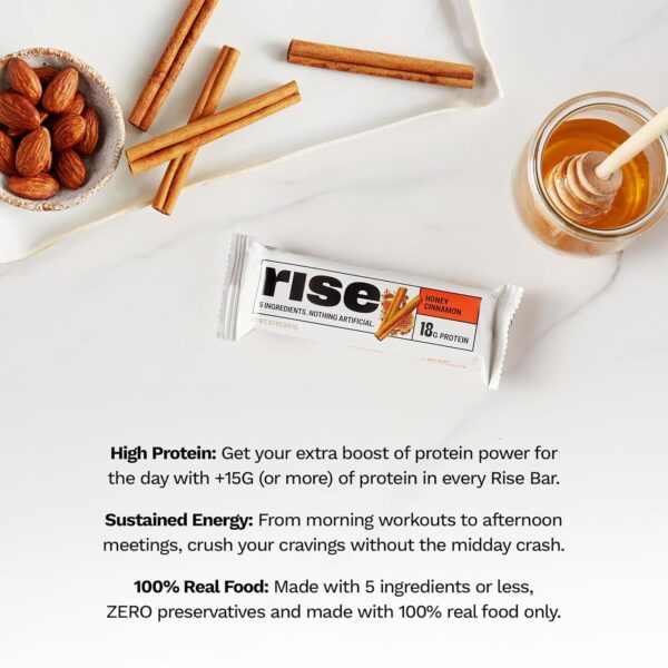 Rise Whey Protein Bars - Honey Cinnamon | Breakfast Bar & Pr...