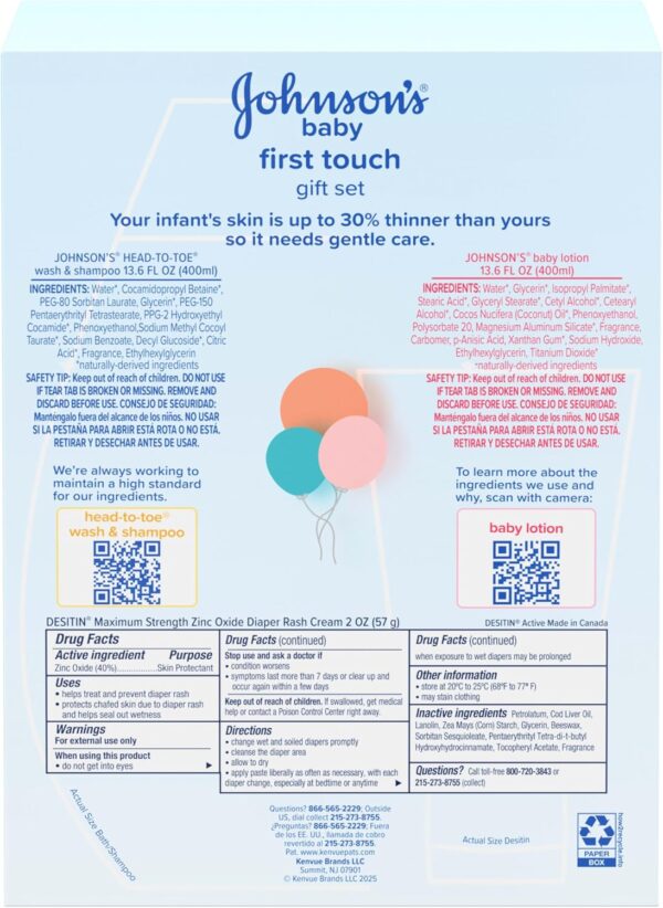 Johnson's First Touch Baby Gift Set, Baby Bath, Skin & Hair ...