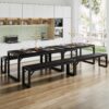 SHA CERLIN Kitchen Dining Table Set for 4 with Benches, Rust...