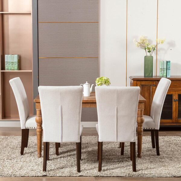 COLAMY Upholstered Parsons Dining Chairs Set of 4, Fabric Di...