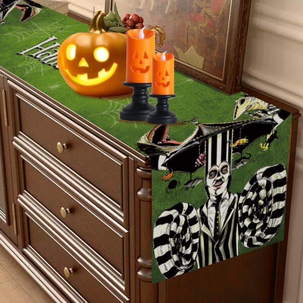 Halloween Table Runner,Green Tablecloth Seasonal Kitchen Din...