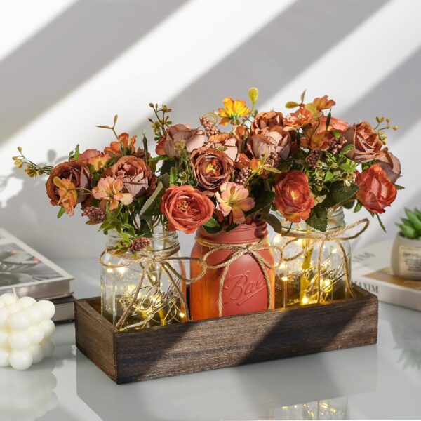 3 Pcs Mason Jar Centerpiece Table Decorations for Dining Tab...