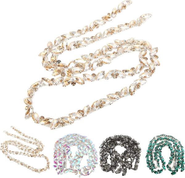1 Yard Rhinestone Chain, AB Crystal Rhinestone Applique Bead...