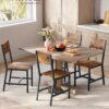 VASAGLE Dining Chair Set of 4, Rustic Wood Chairs with Metal...