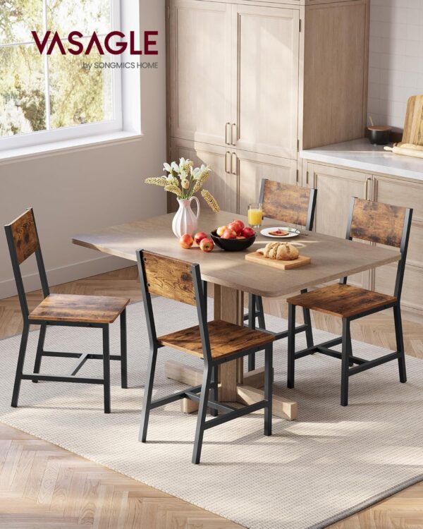 VASAGLE Dining Chair Set of 4, Rustic Wood Chairs with Metal...