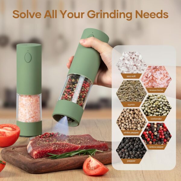 Electric Salt & Pepper Grinder Set (2 Pack) – USB Rechargeab...