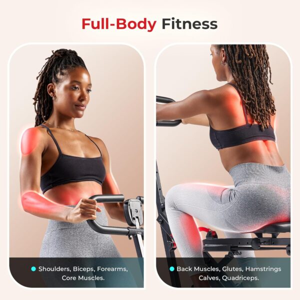 Sunny Health & Fitness Smart Upright Row-N-Ride Trainer w/Ad...