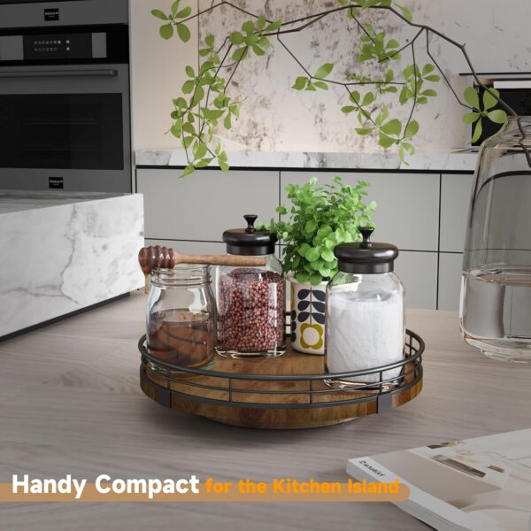 Farmhouse Oak 9" Lazy Susan Turntable Organizer for Cabinet,...