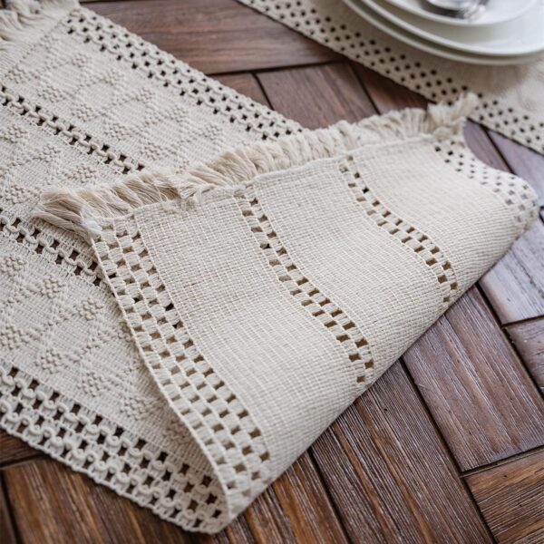 Alynsehom Macrame Table Runner Cream Beige Boho Table Runner...