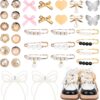 34pcs Shoe Charms for Sneakers, Shoelace Charms Pearl Bows H...