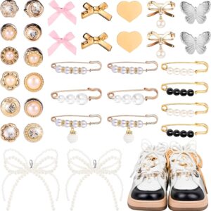 34pcs Shoe Charms for Sneakers, Shoelace Charms Pearl Bows H...