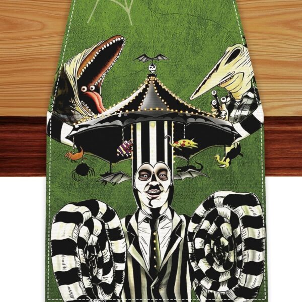 Halloween Table Runner,Green Tablecloth Seasonal Kitchen Din...