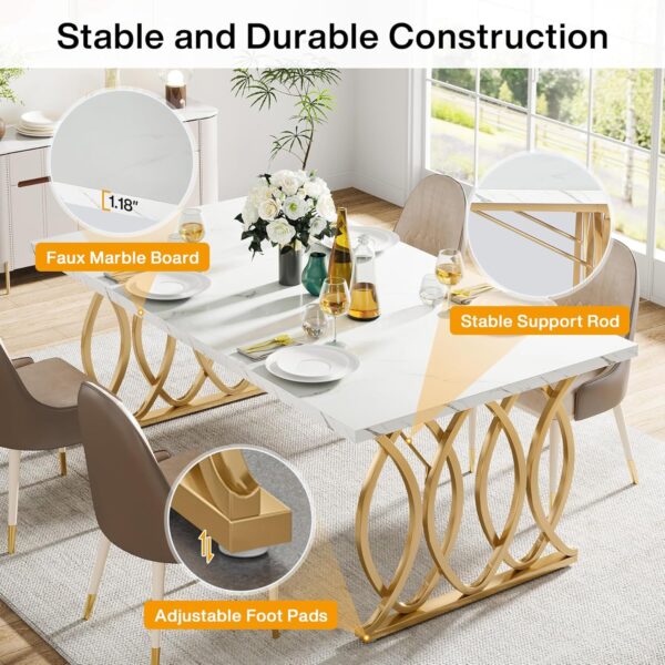 Tribesigns Modern Dining Table, 63" Large Kitchen Table for ...