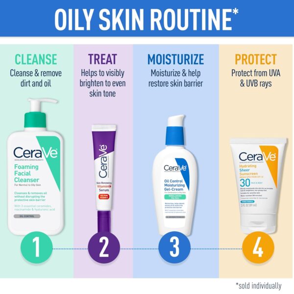 CeraVe Foaming Facial Cleanser, Daily Face Wash for Oily Ski...