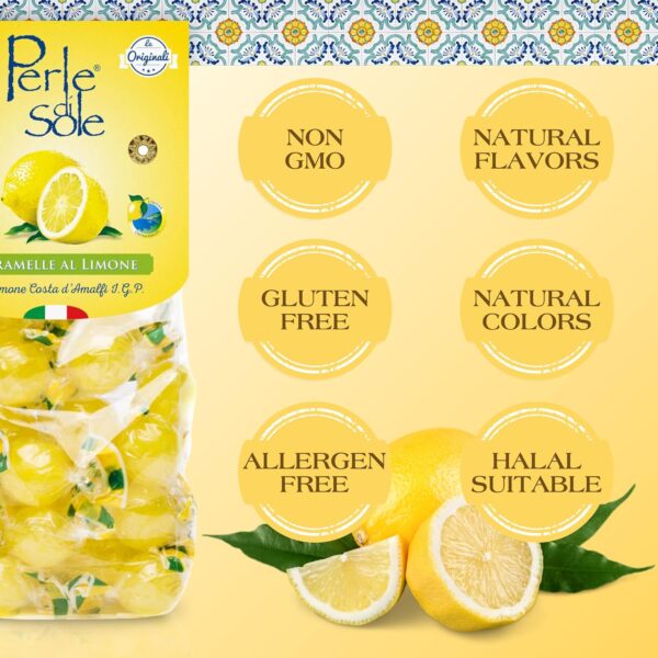 Perle di Sole Italian Lemon Drops Hard Candy Individually Wr...