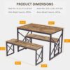 VECELO Kitchen Table with 2 Benches for 4, 43.3'' Wood Dinin...