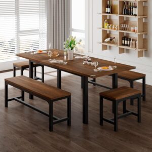 Feonase 5-Piece Dining Table Set for 4-8 People, 63" Extenda...