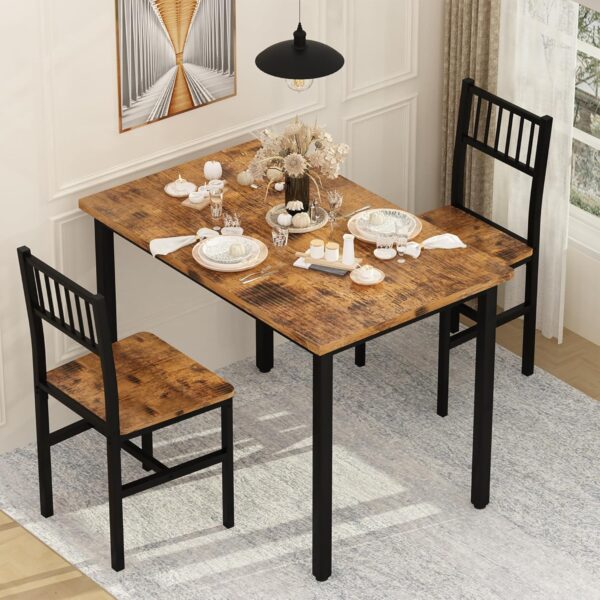 AWQM 3 Piece Dining Table Set, Small Industrial Kitchen Tabl...