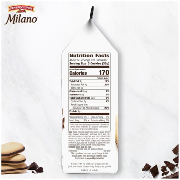 Pepperidge Farm Milano Milk Chocolate Cookies, 6 OZ Bag (15 ...