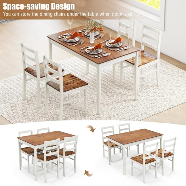 Tangkula Dining Table Set for 4, Solid Wood, Farmhouse Dinet...