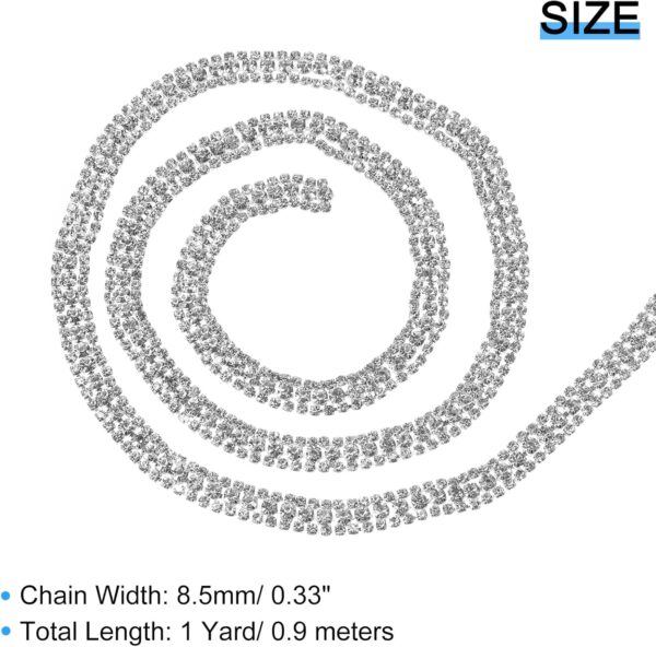 uxcell 1 Yard 3 Rows Rhinestone Chain, 8.5mm Bling Crystal C...